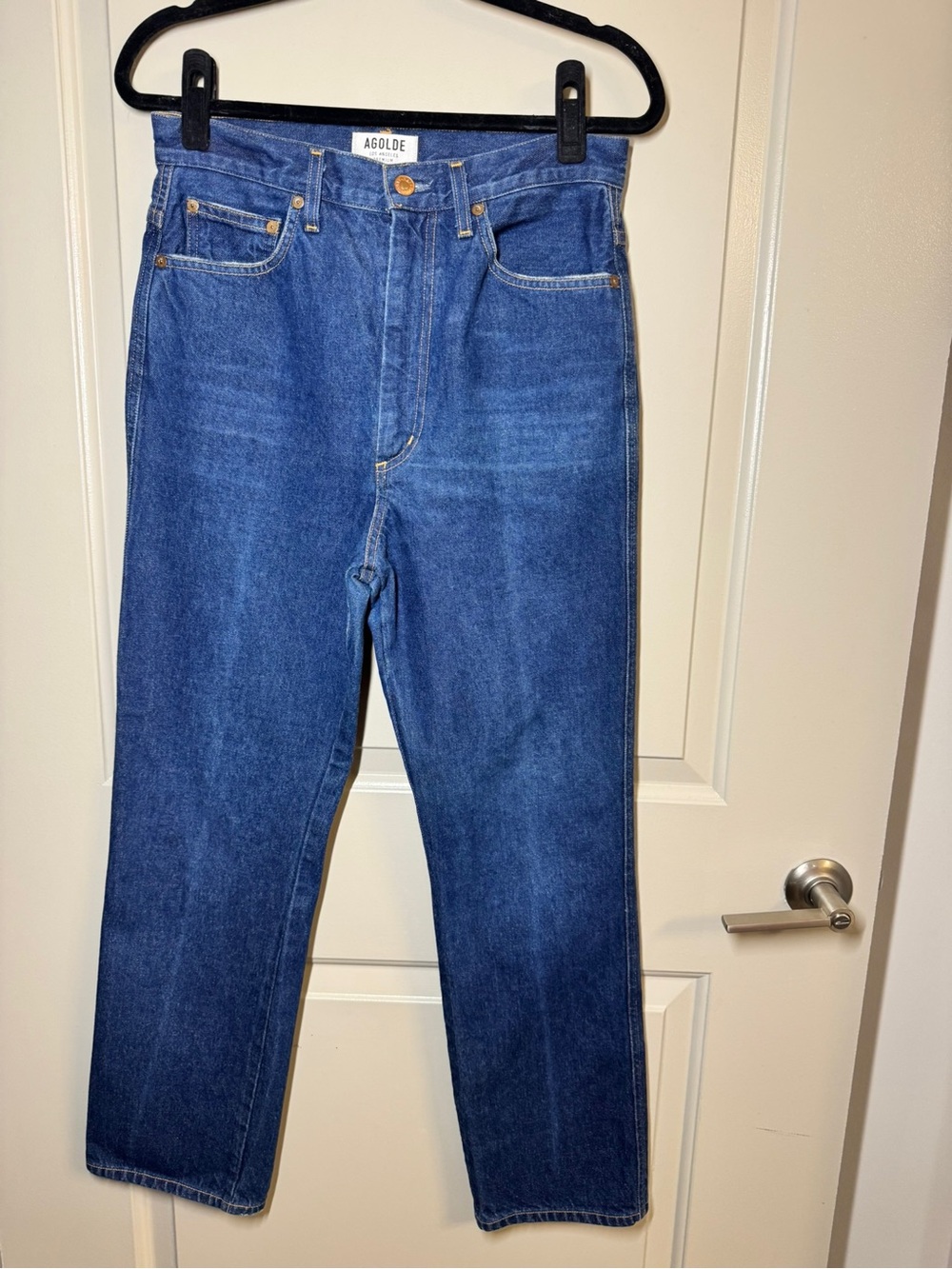Agolde Women's Pinch Waist Kick Flare Straight Jeans in Indigo Blue